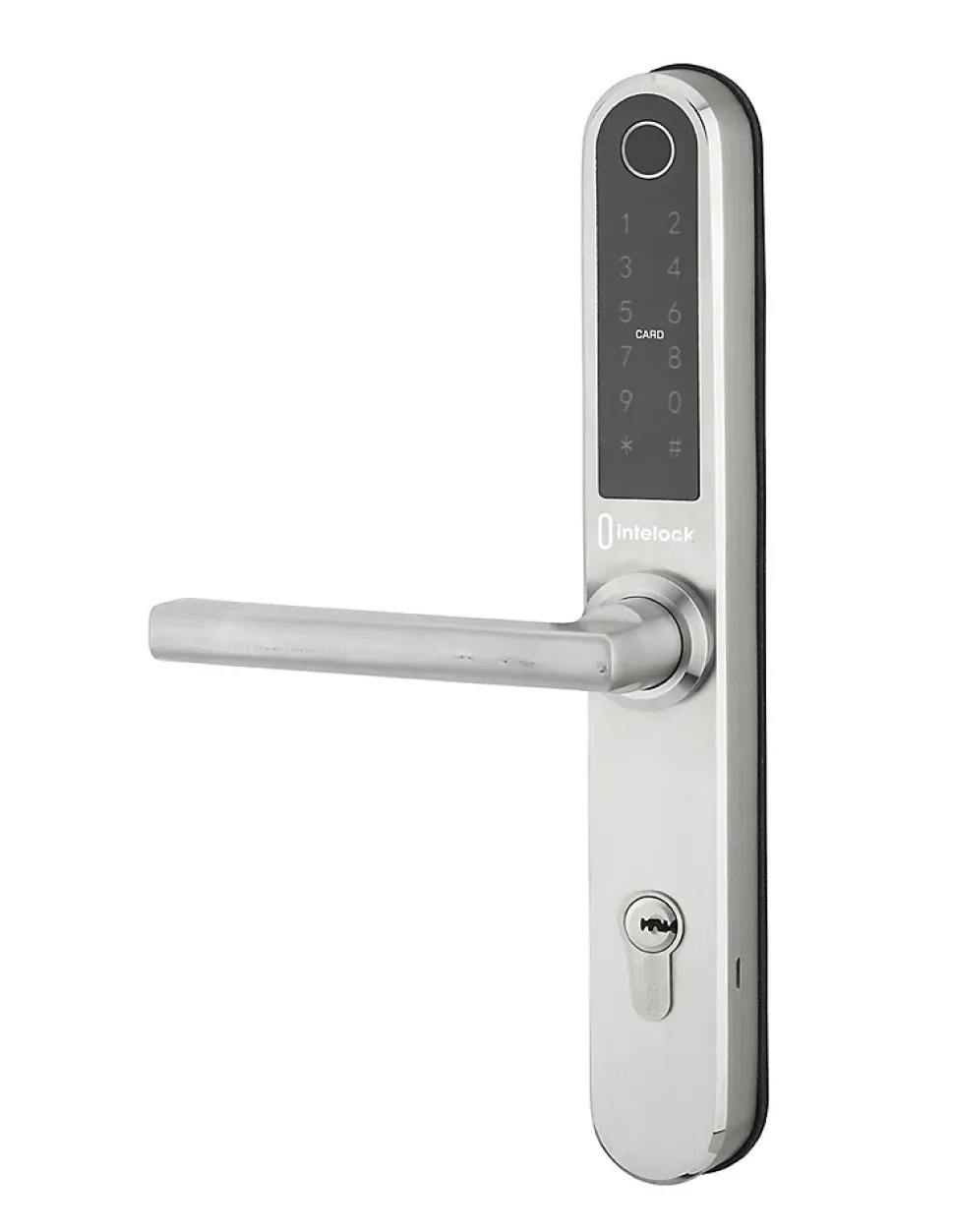 Paire de poignées connectées Intelock Multi, pour porte d'entrée, entr'axes 70mm, argent - INTELOCK
