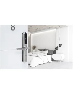 Paire de poignées connectées Intelock Room hôtel, pour porte d'hôtel, argent - INTELOCK