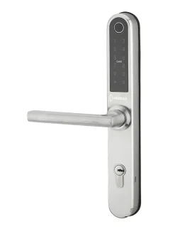 Paire de poignées connectées Intelock Multi, pour porte d'entrée, entr'axes 70mm, dorée - INTELOCK