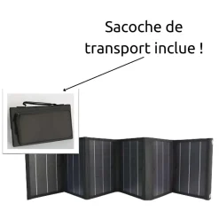 Panneau solaire portatif pliable SolarTec 60 - 60W 18V 3.3A - 6 pans monocristallins - Port USB A/C - Câble DC - Protec