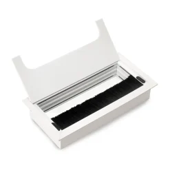 Passe-câbles de table Emuca Quadrum, rectangulaire, 159x80mm, à encastrer, Aluminium, Peint en blanc