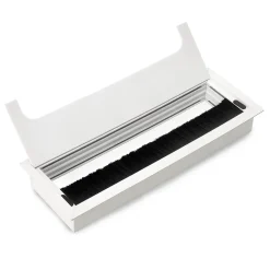 Passe-câbles de table Emuca Quadrum, rectangulaire, 269x80mm, à encastrer, Aluminium, Peint en blanc