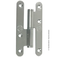 Paumelle parisienne gauche bout rond en inox 140x70 mm