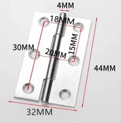 24 pcs en acier inoxydable meubles de maison matériel Charnière de porte Long 44 mm x 34 mm