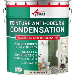 Peinture anti-condensation, anti odeur pour pièces humides Blanc Perlé - RAL 1013 - 2.5 L - ARCANE INDUSTRIES