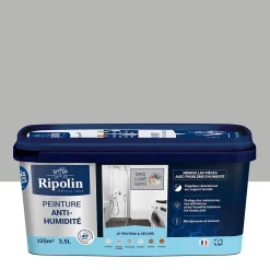 Peinture anti-humidité intérieur satin gris lome Ripolin 2,5L