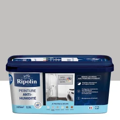 Peinture anti-humidité intérieur satin gris souris Ripolin 2,5L