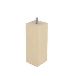 Pied de lit carré en hêtre Bar Plus texture bois H. 15 x L. 5,5 cm