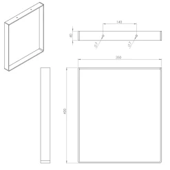 Pied de meuble cadre en acier noir Cime H. 40 cm
