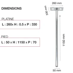 Pied elliptique Aluminium brut