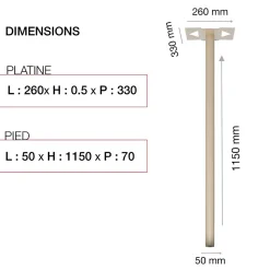 Pied elliptique Ivoire brillant RAL 1015B