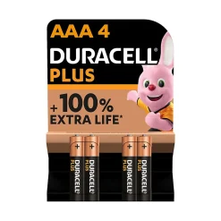 Pile alcaline AAA (LR03) Duracell Plus, lot de 4