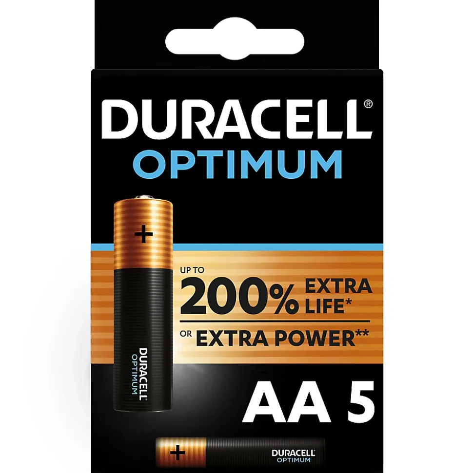 Pile alcaline AA (LR6) Duracell Optimum, lot de 5