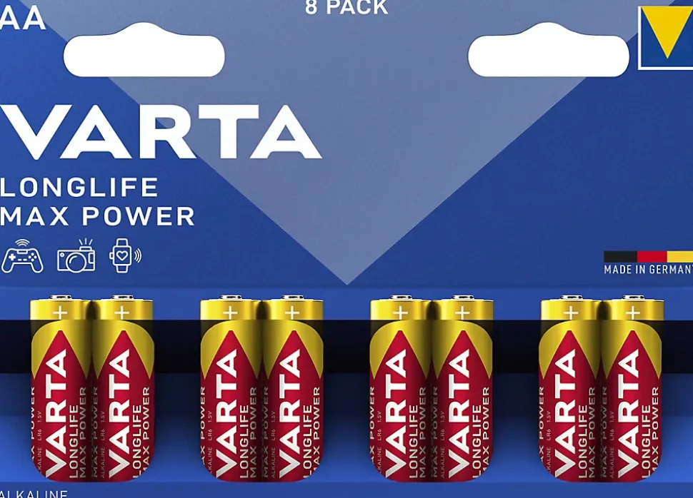 Pile alcaline AA (LR6) Varta Long-life Max Power, lot de 8