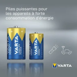 Pile alcaline C (LR14) Varta Long-life Max Power C, lot de 2