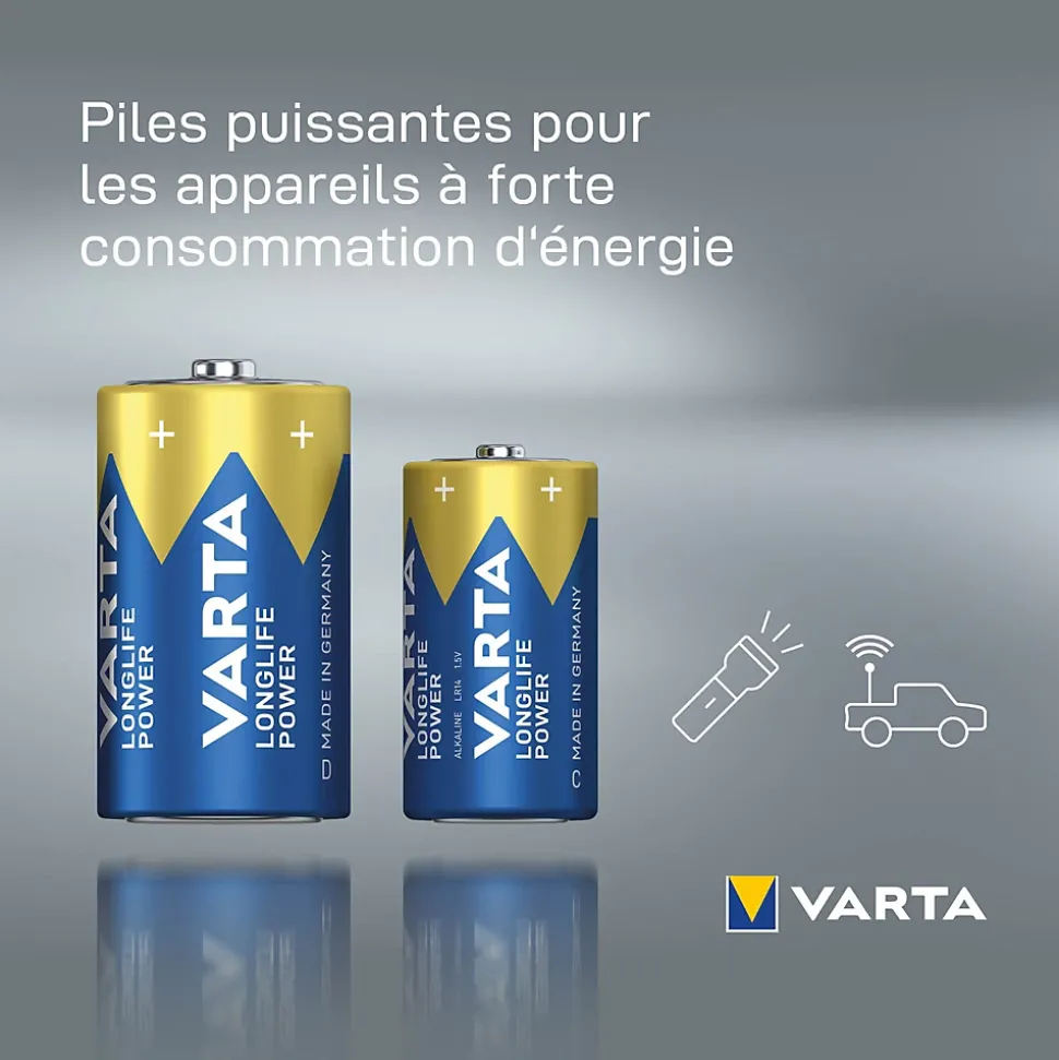 Pile alcaline D (LR20) Varta Long-life Power D, lot de 2