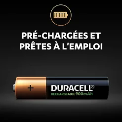 Pile rechargeable AAA (LR03) Duracell 900Mah, lot de 4