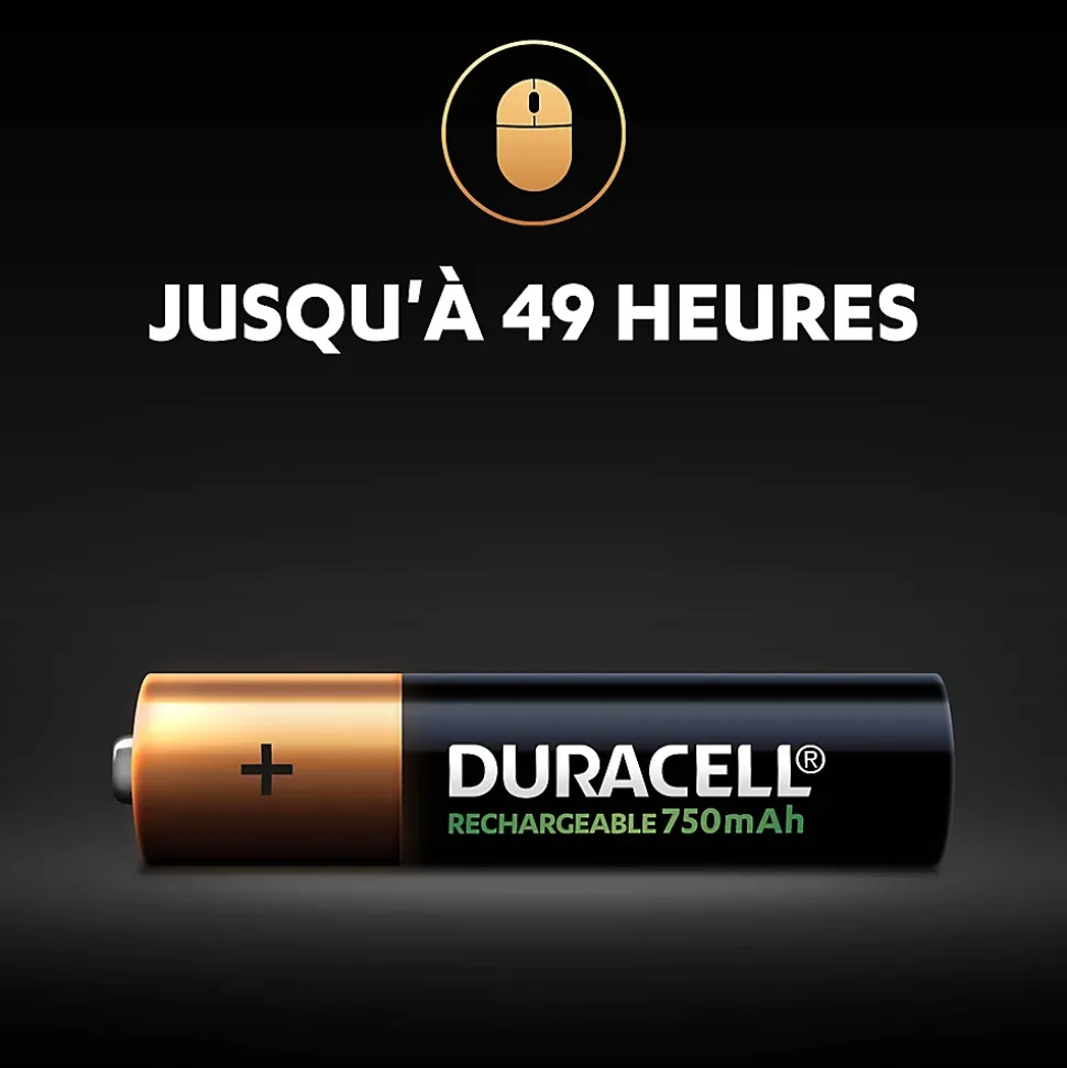 Pile rechargeable AAA (LR03) Duracell 750Mah, lot de 4