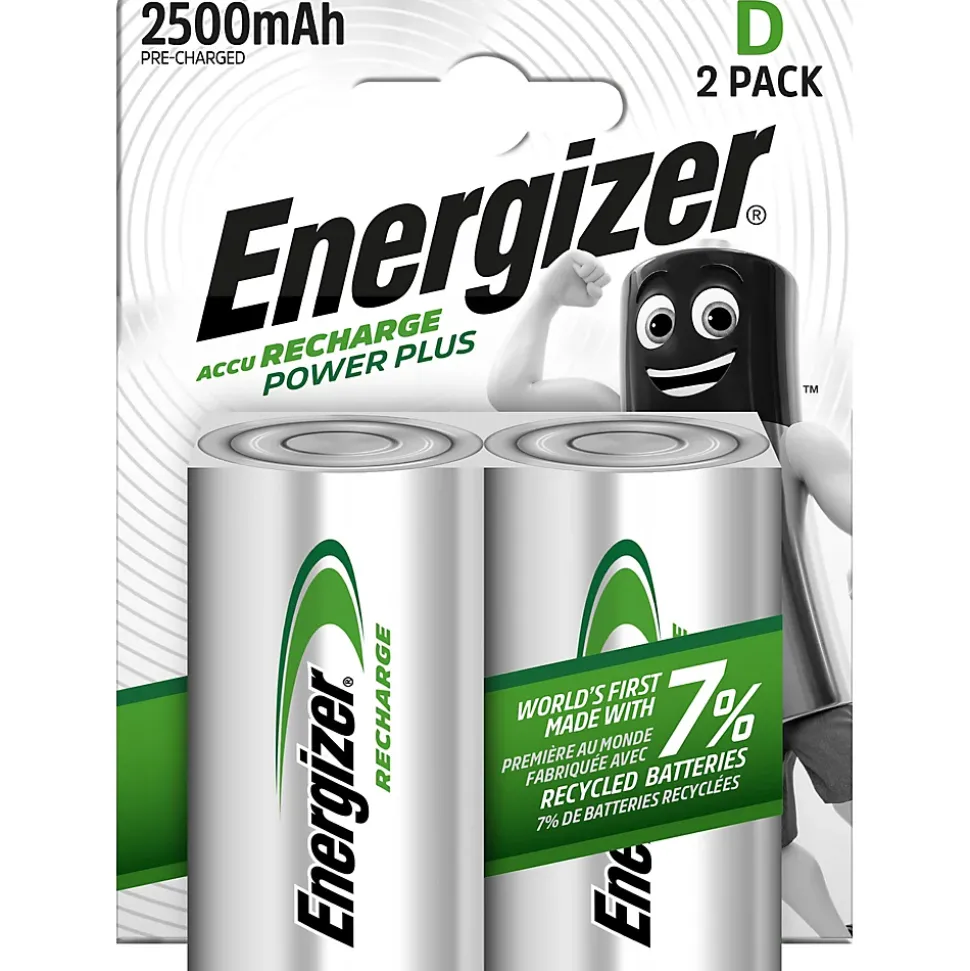 Piles rechargeables D 2.5Ah NiMH 1.2V Energizer