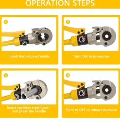 Pince à Sertir Multicouche (100kn), Pour Raccords sur Tubes: V12, V15, V18, V22, V28