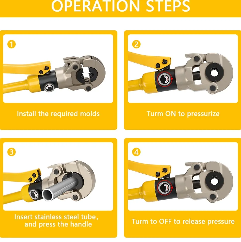 Pince à Sertir Multicouche (100kn), Pour Raccords sur Tubes: V12, V15, V18, V22, V28