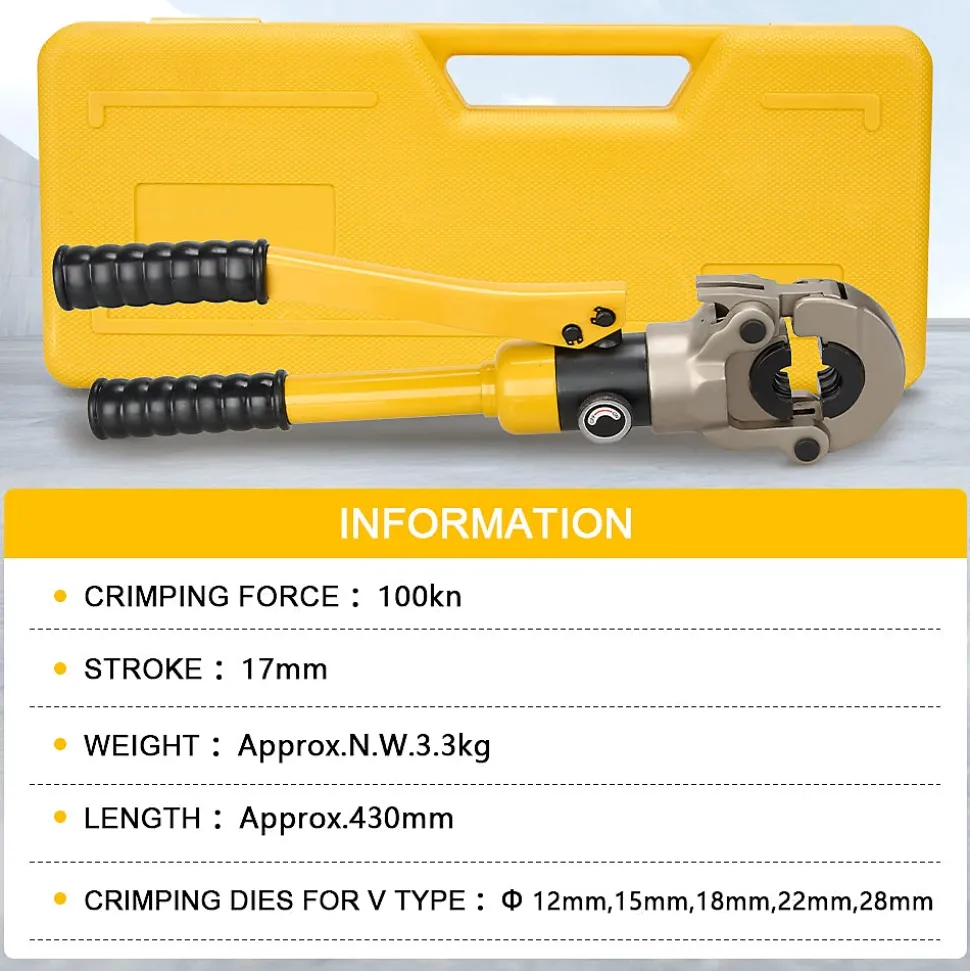Pince à Sertir Multicouche (100kn), Pour Raccords sur Tubes: V12, V15, V18, V22, V28
