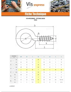 Piton Bois Laiton 2.2X10 - 200 pièces
