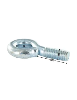 Piton Métaux M6X100 Diamètre Oeil 10 Acier zingué - 30 pièces