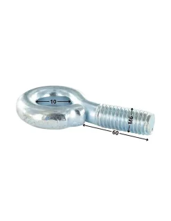 Piton Métaux M6X60 Diamètre Oeil 10 Acier zingué - 1 pièce