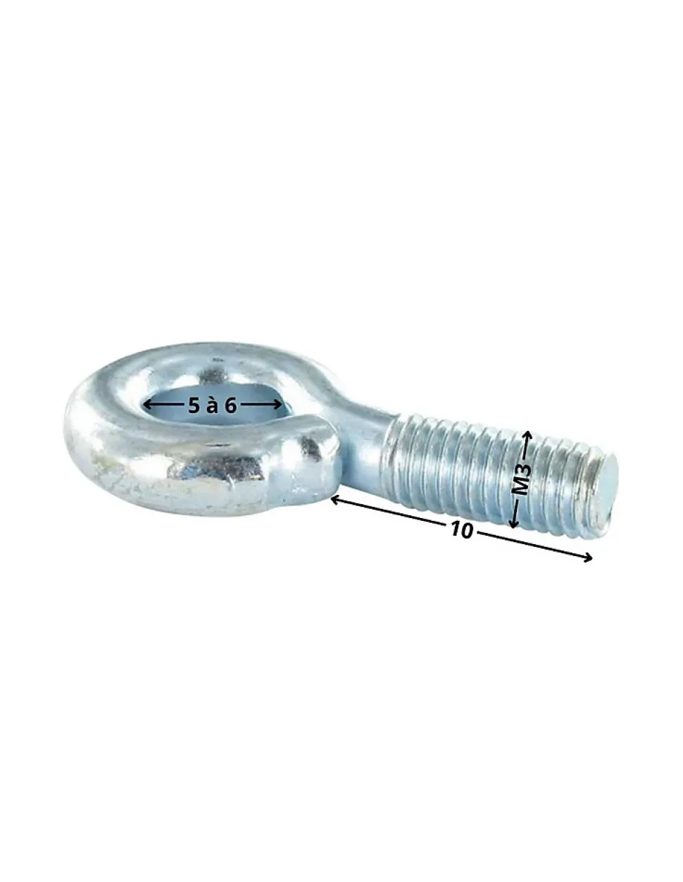 Piton Métaux M3X10 Diamètre Oeil 5 à 6 Acier zingué - 100 pièces