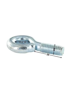 Piton Métaux M8X20 Diamètre Oeil 10 à 12 Acier zingué - 10 pièces
