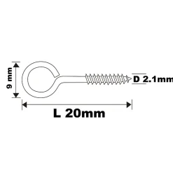 Piton à vis en acier zingué 20x11 mm - 10 pièces