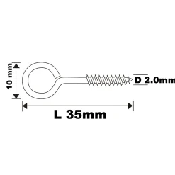 Piton à vis en acier zingué 35x16 mm - 20 pièces
