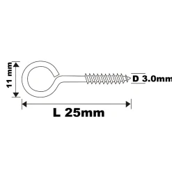Piton à vis en acier zingué 25x10 mm - 500 pièces