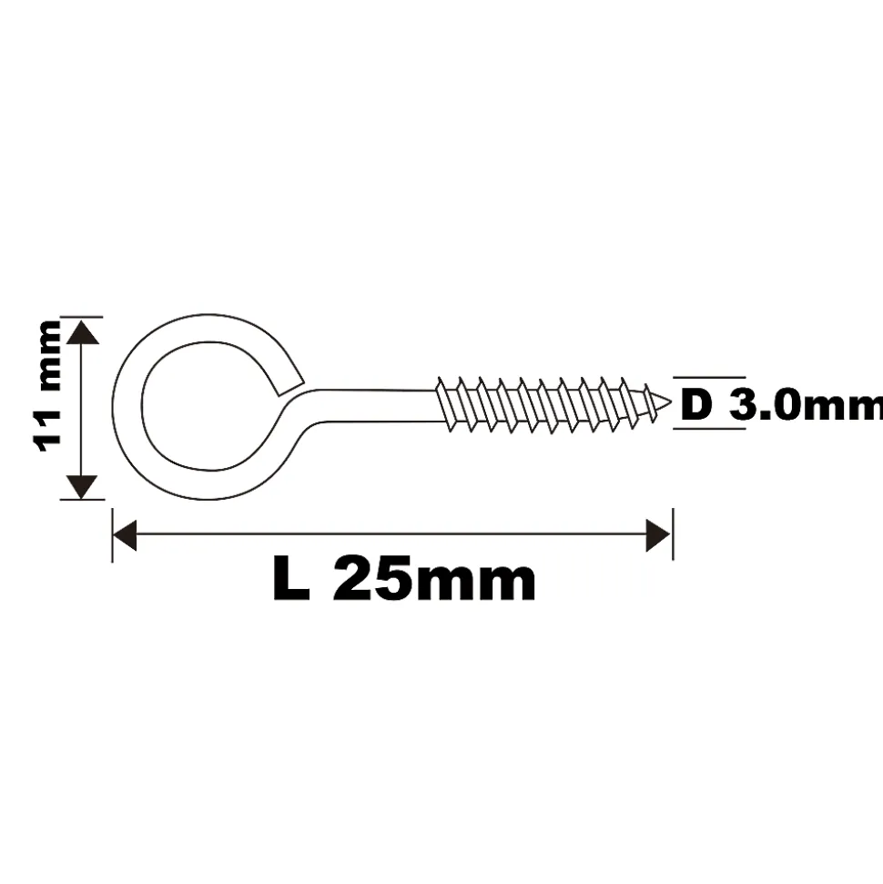 Piton à vis en acier zingué 25x10 mm - 500 pièces