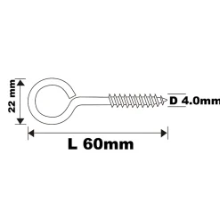 Piton à vis en acier zingué 60x27 mm - 6 pièces