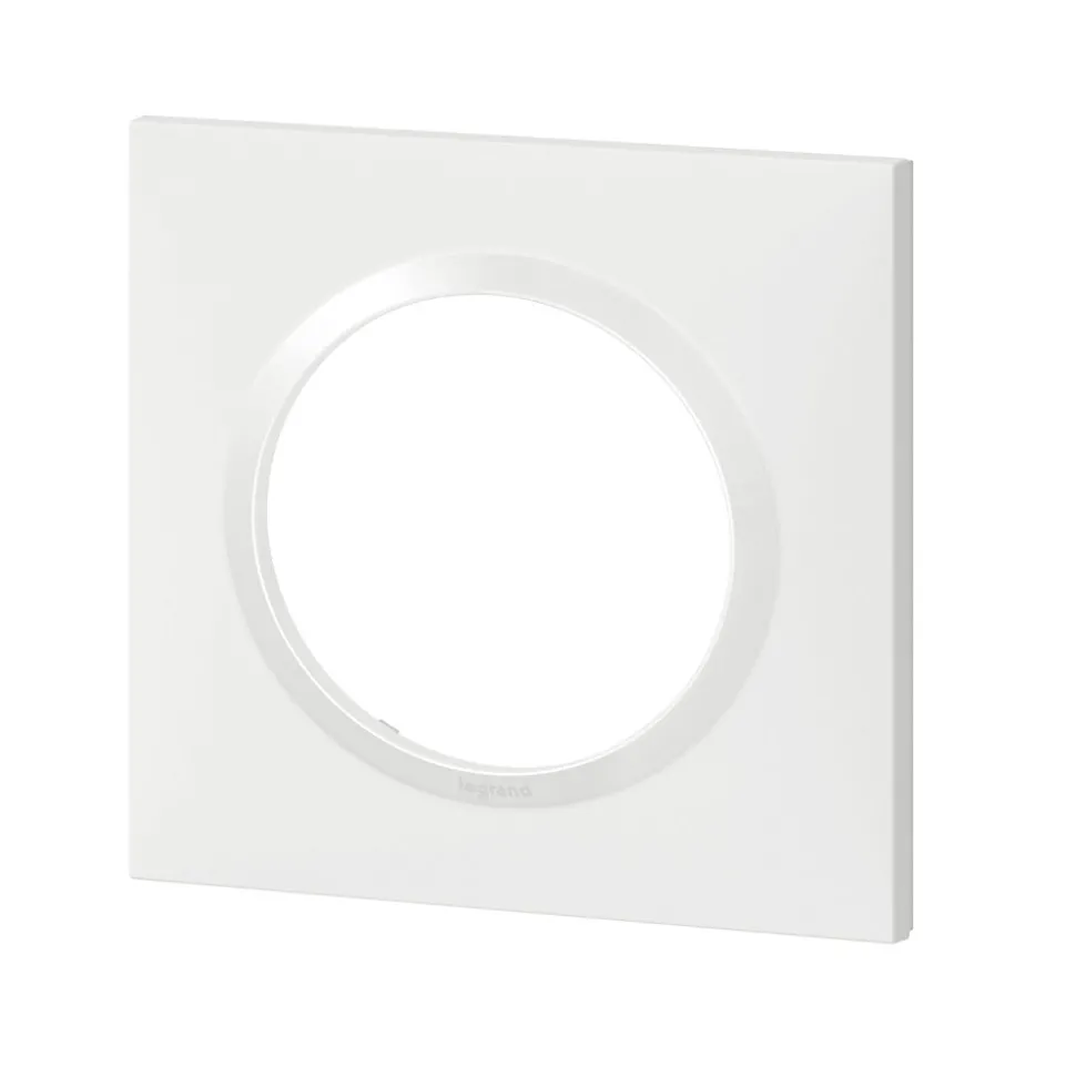 Plaque de finition 1 poste Legrand Dooxie 6 009 01 coloris blanc l.87 x P.10 x H.87 mm