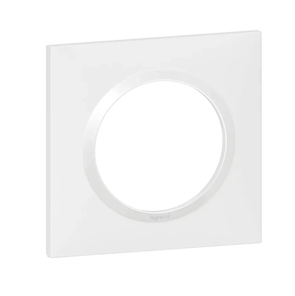 Plaque de finition 1 poste Legrand Dooxie 6 009 01 coloris blanc l.87 x P.10 x H.87 mm