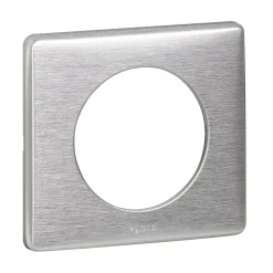 Plaque de finition 1 poste Legrand Céliane 0 998 65 coloris aluminium l.90 x P.9 x H.82 mm