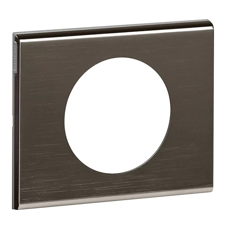 Plaque de finition 1 poste Legrand Céliane 0 690 31 coloris black nickel l.100 x P.8,5 x H.83 mm
