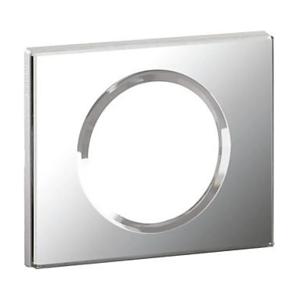 Plaque de finition 1 poste Legrand Céliane 0 691 21 coloris verre miroir l.100 x P.8,5 x H.82 mm