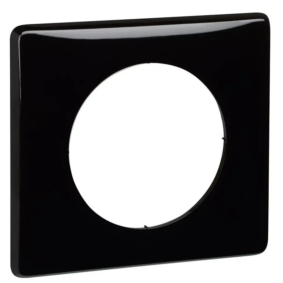 Plaque de finition 1 poste Legrand Céliane 0 988 26 coloris laqué noir l.90 x P.8,5 x H.82 mm