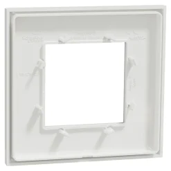 Plaque de finition 1 poste Schneider Electric Unica Déco Essentielle NU600218 coloris blanc l.88,6 x P.10,25 x H.85 mm