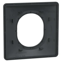 Plaque de finition 1 poste Schneider Electric Ovalis S340702G coloris anthracite avec liseré argent chromé l.87 x P.10 x H.87 mm