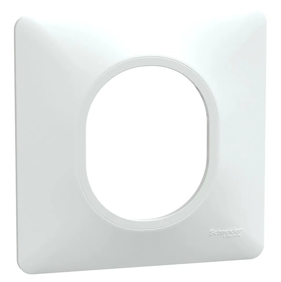 Plaque de finition 1 poste Schneider Electric Ovalis S320702 coloris blanc l.87 x P.10 x H.87 mm