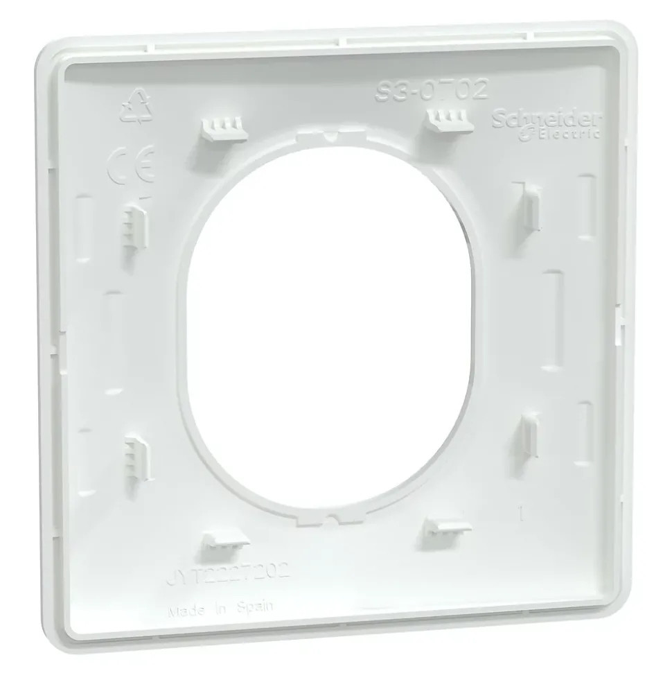 Plaque de finition 1 poste Schneider Electric Ovalis S320702 coloris blanc l.87 x P.10 x H.87 mm