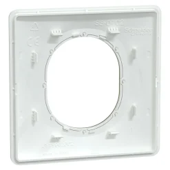Plaque de finition 1 poste Schneider Electric Ovalis S320702D coloris blanc avec liseré laiton l.87 x P.10 x H.87 mm