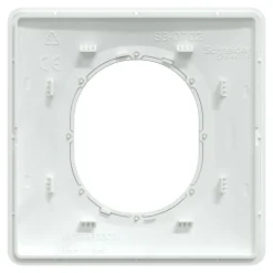 Plaque de finition 1 poste Schneider Electric Ovalis S320702D coloris blanc avec liseré laiton l.87 x P.10 x H.87 mm
