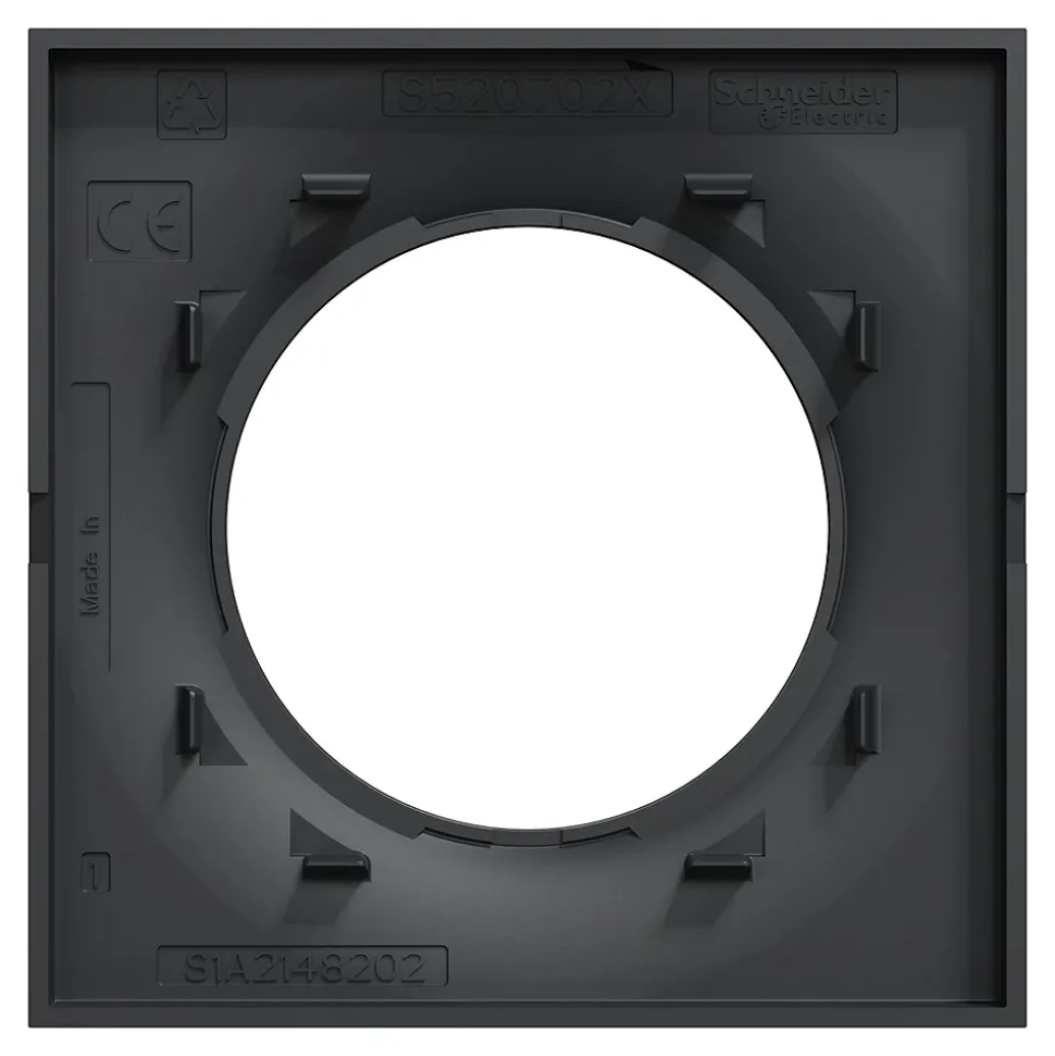 Plaque de finition 1 poste Schneider Electric Odace Styl S54C702 coloris anthracite avec liseré anthracite l.85 x P.10 x H.85 mm
