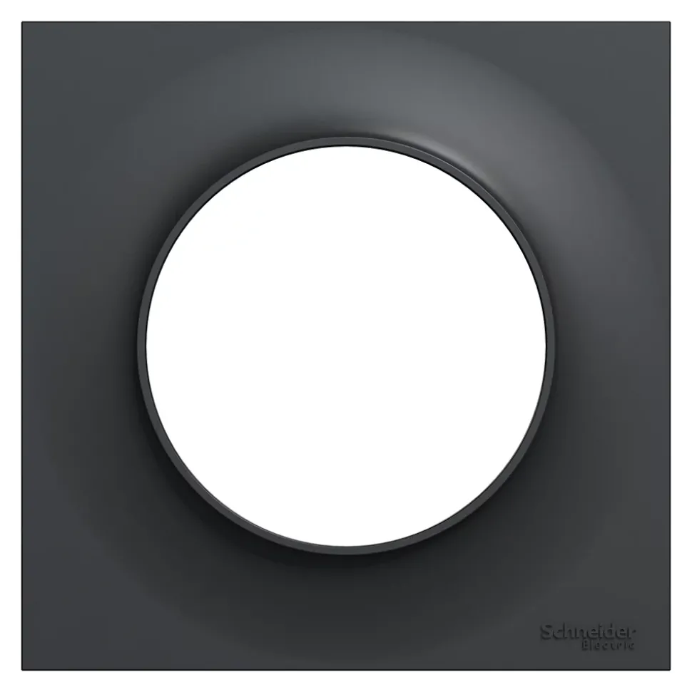 Plaque de finition 1 poste Schneider Electric Odace Styl S54C702 coloris anthracite avec liseré anthracite l.85 x P.10 x H.85 mm